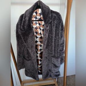 Anthropologie faux fur coat, grayish purple, size small, barely worn